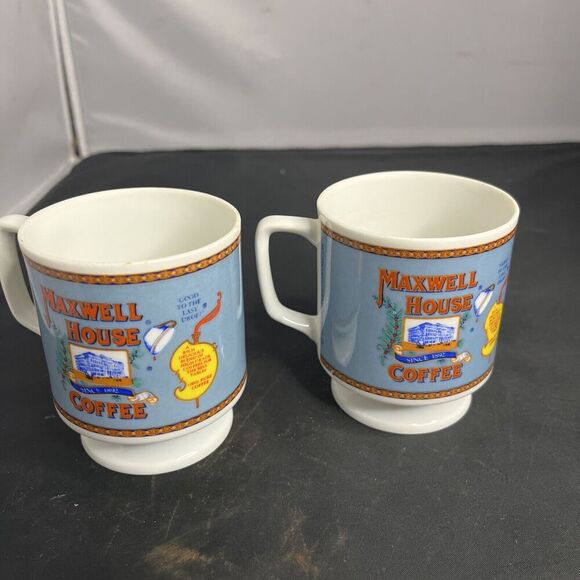 Vintage Maxwell House Pedestal Coffee Cups Mugs Good to the Last Drop - Set of 2 - Picture 4 of 7